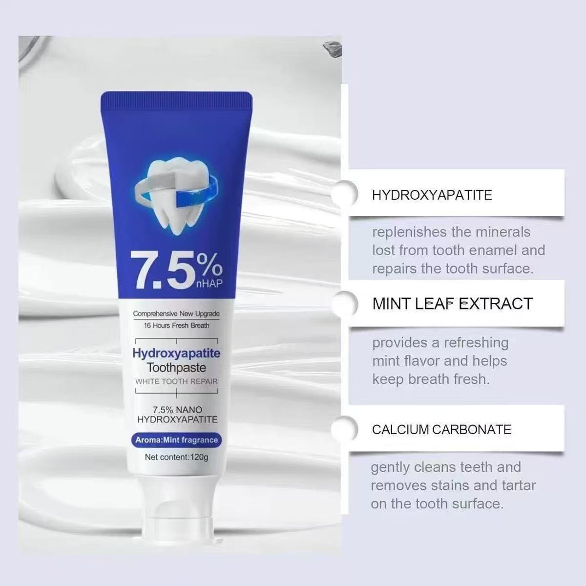 7.5%Nano Hydroxyapatite Toothp - огляд і ціна Teeth Whitening Yellow Teeth