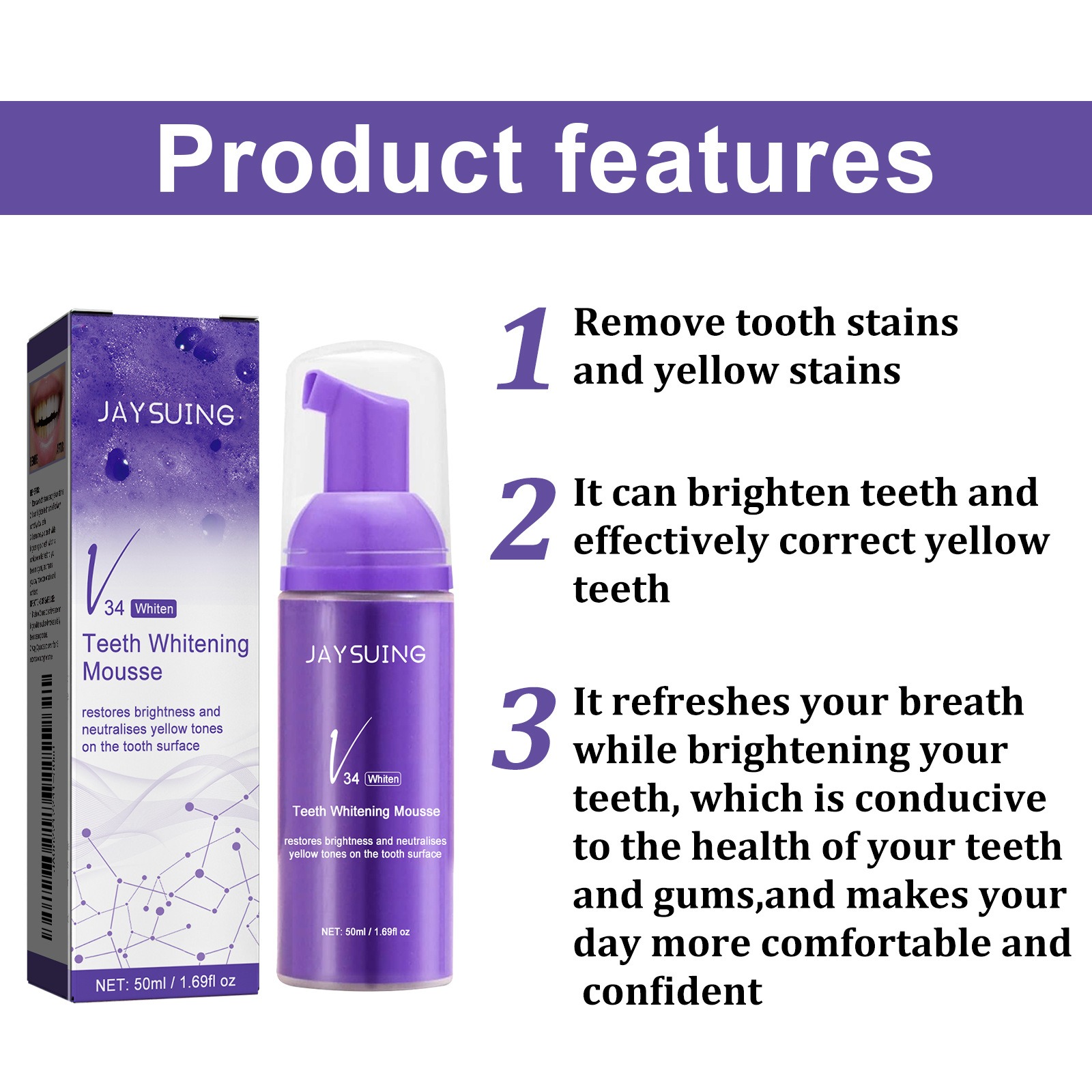 V34 Mousse Teeth Cleaning Toot - огляд і ціна Teeth Whitening Yellow Teeth